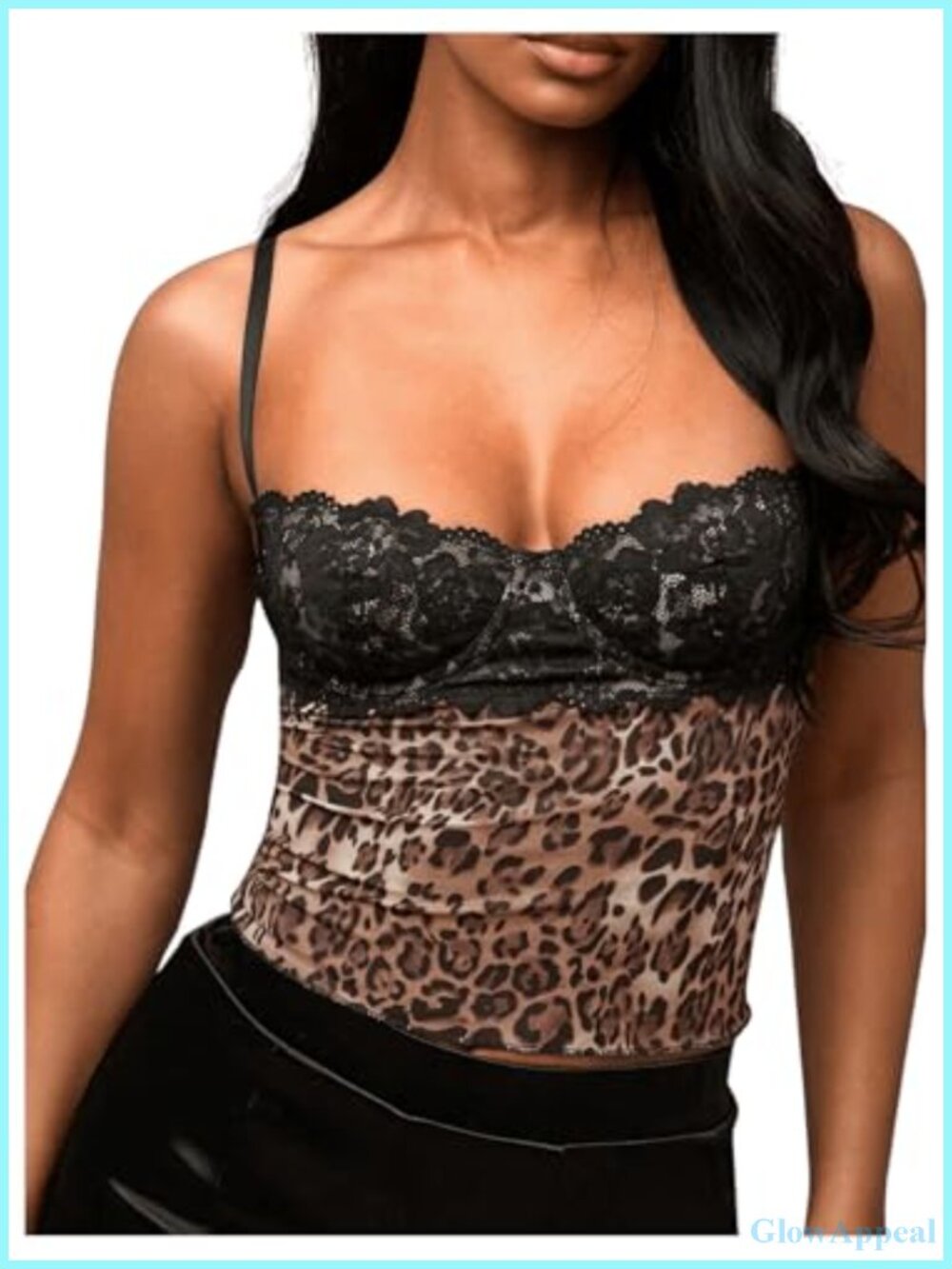 Floral Lace Trim Camisole Spaghetti Strap Fitted Cropped Top